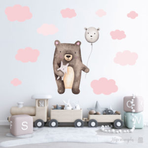 Õhupalliga karu seinakleeps, seinakleebis lastele lastetuppa, dekoratsioon