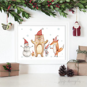 Jõuluteemaline talve poster lastetuppa, dekoratsioon, sisustus