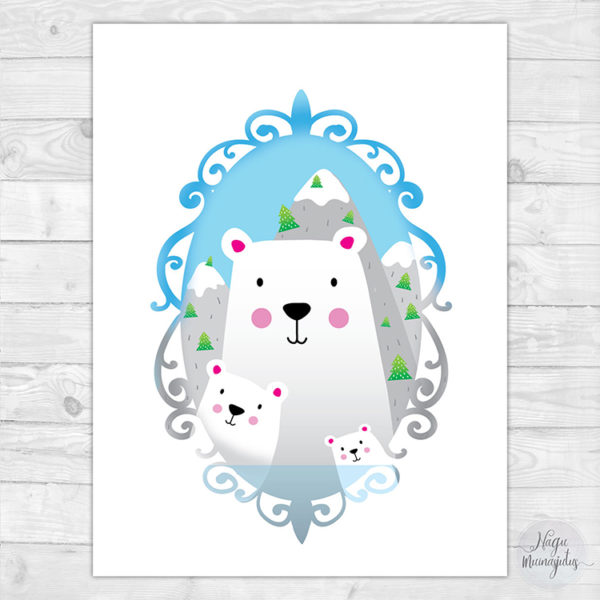 jääkaru perepilt, poster lastele