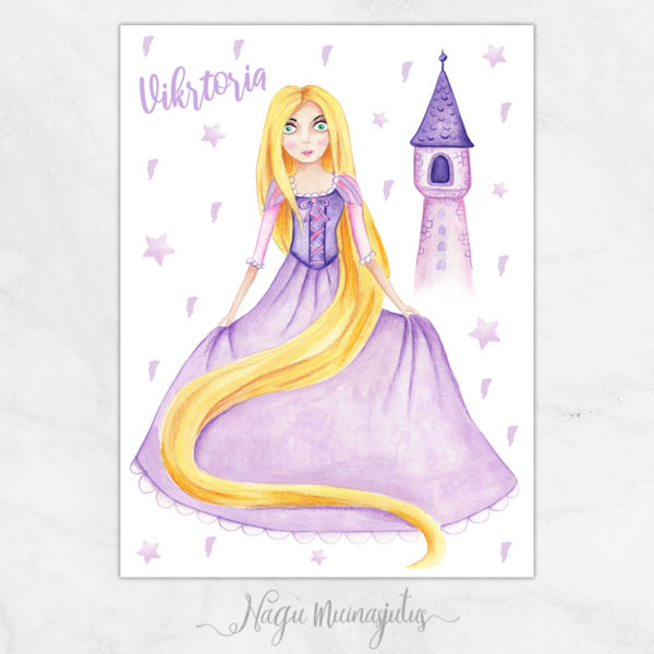 Rapunzel poster lastetuppa, seinapilt kaunistamaks lastetuba