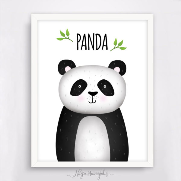 Panda poster laste tuppa, dekoratsioon, seinapilt, lastele, kingiidee, katsikud, Eesti disain