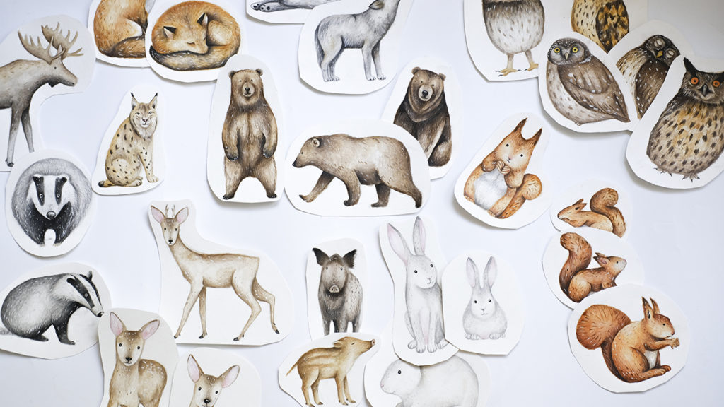 Akvarellmaal loomad, illustratsioonid, Eesti disain