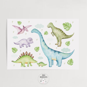 Dinosauruste poser, tähestik, lastetuba, dekoratsioon