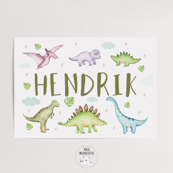 Dinosauruste poster, tähestik, lastetuba, dekoratsioon sisustuspilt